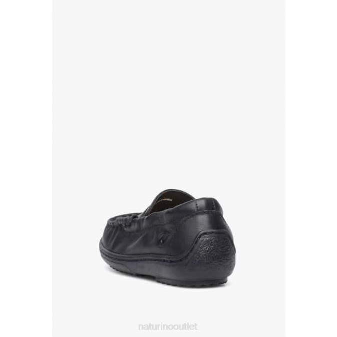 Kids Naturino Black POLO USA Calf Leather Moccasins J6T6113