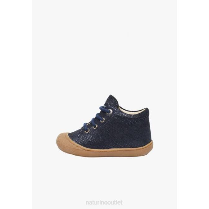 Kids Naturino Blue COCOON Laminated Suede First Step Shoes J6T6210