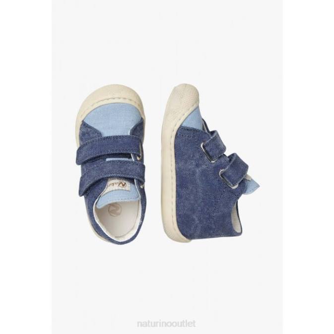 Kids Naturino Blue-Sky Blue COCOON VL Canvas First Steps Shoes J6T697