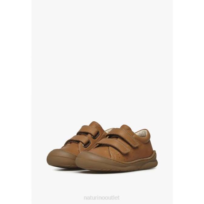 Kids Naturino Brown GABBY VL First Steps Shoes In Nappa Leather J6T6129