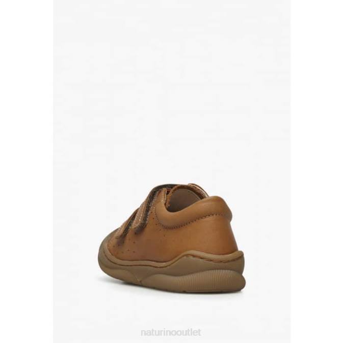 Kids Naturino Brown GABBY VL First Steps Shoes In Nappa Leather J6T6129