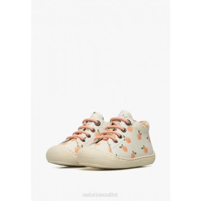 Kids Naturino Cream COCOON Apricot Print Leather Toddler Booties J6T6110