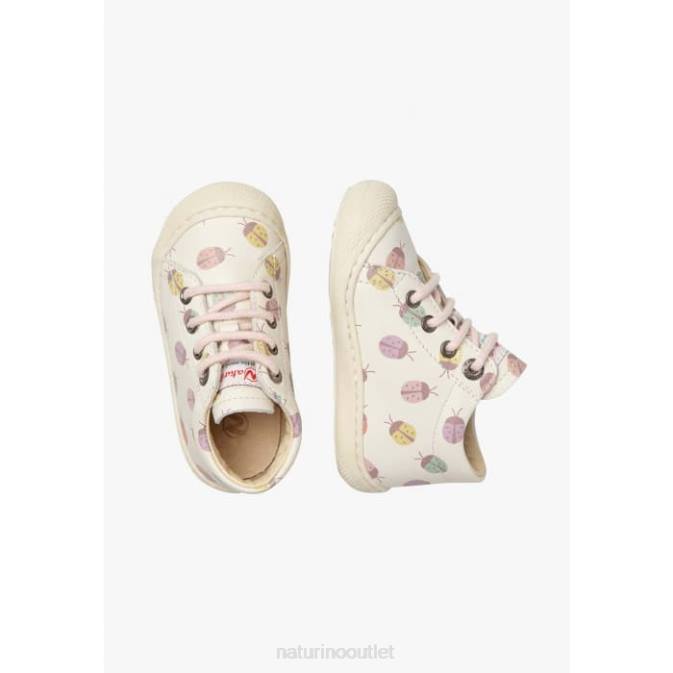 Kids Naturino Cream COCOON Ladybug Print Leather Toddler Booties J6T6104