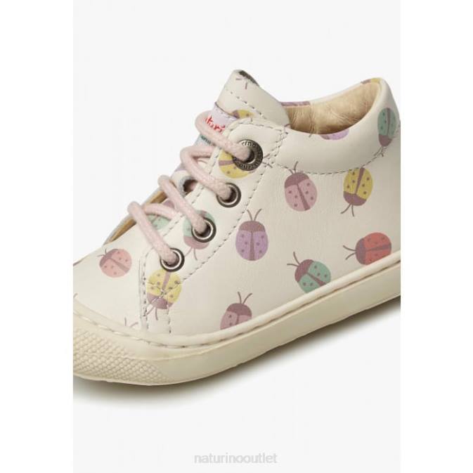 Kids Naturino Cream COCOON Ladybug Print Leather Toddler Booties J6T6104