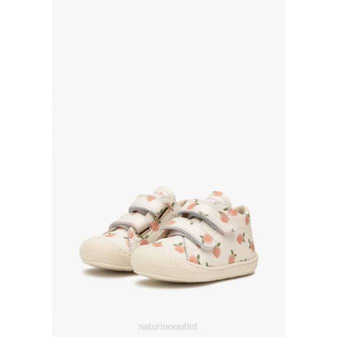 Kids Naturino Cream COCOON VL Apricot Print Leather Toddler Booties J6T6100