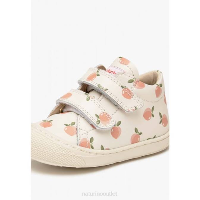 Kids Naturino Cream COCOON VL Apricot Print Leather Toddler Booties J6T6100