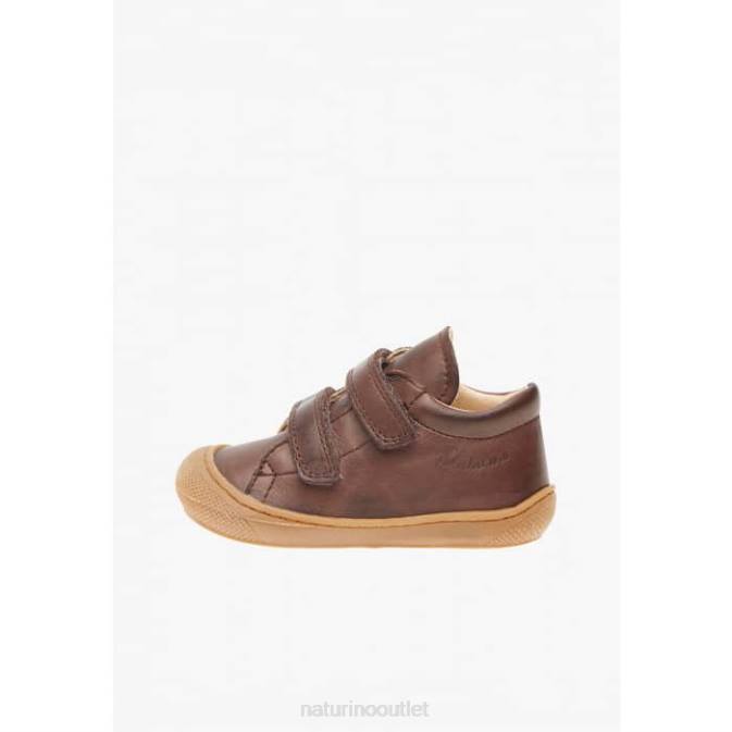 Kids Naturino Dark Brown COCOON VL First Steps Shoes In Nappa Leather J6T6195
