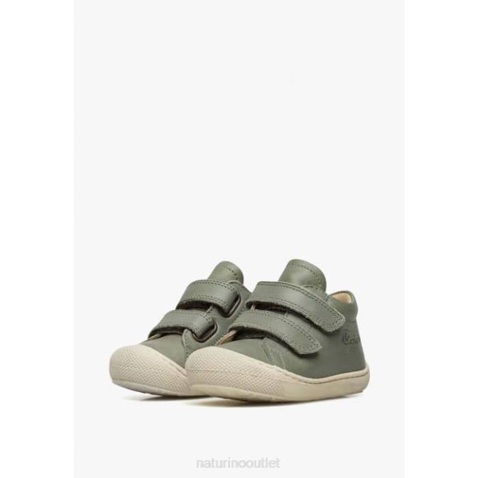 Kids Naturino Dark Green COCOON VL First Steps Shoes In Nappa Leather J6T6149