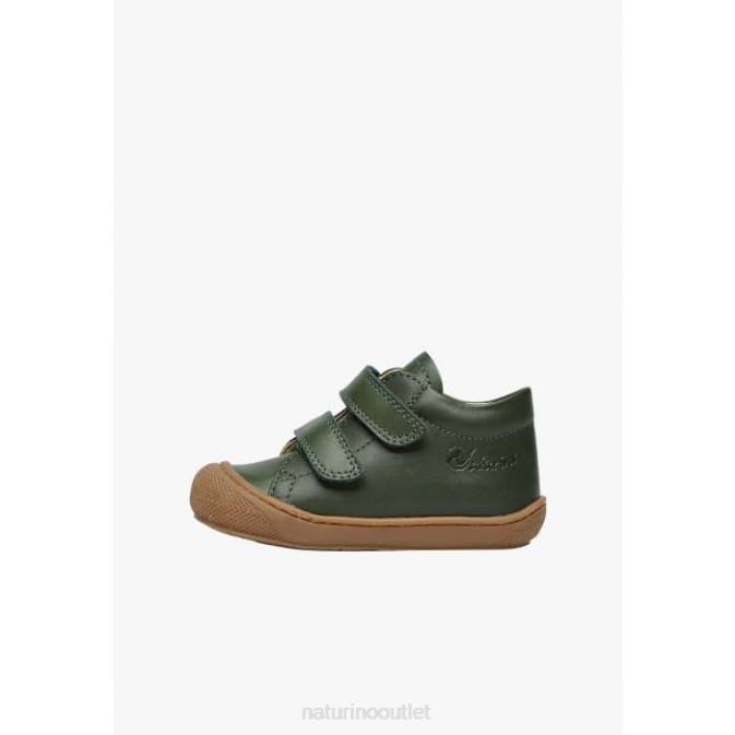 Kids Naturino Dark Green COCOON VL First Steps Shoes In Nappa Leather J6T6187