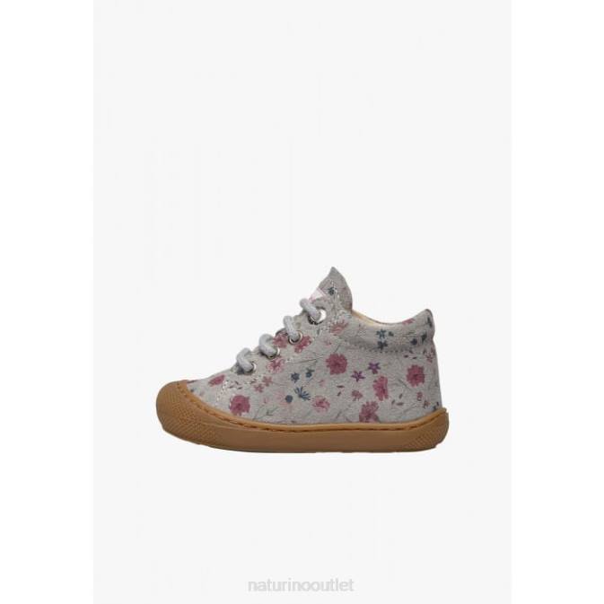 Kids Naturino Grey COCOON Flower Print Suede Toddler Shoes J6T6190