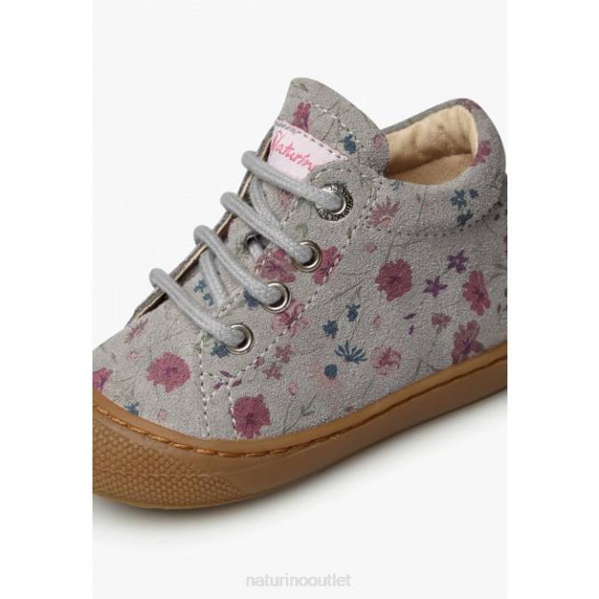 Kids Naturino Grey COCOON Flower Print Suede Toddler Shoes J6T6190