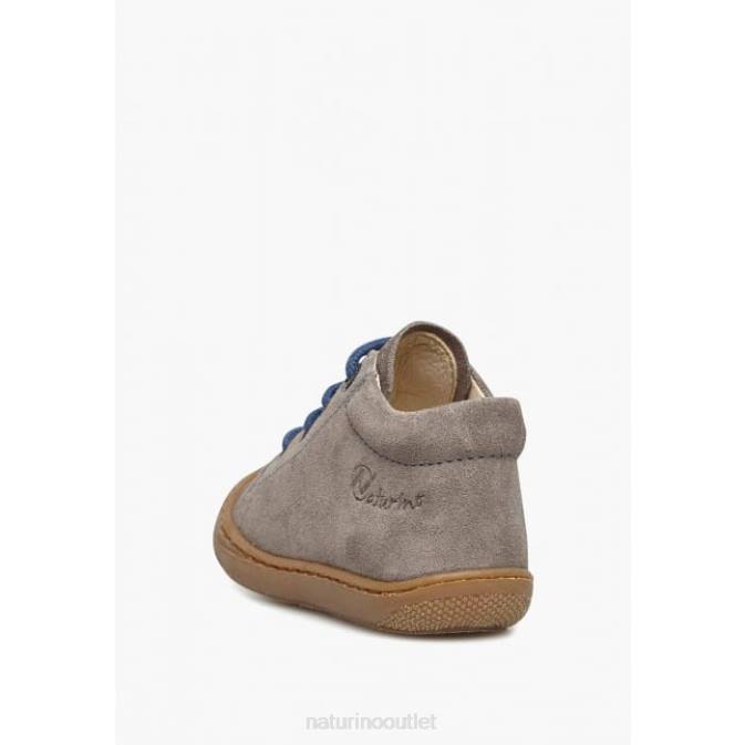Kids Naturino Grey-Light Blue COCOON Suede First Steps Shoes J6T6192
