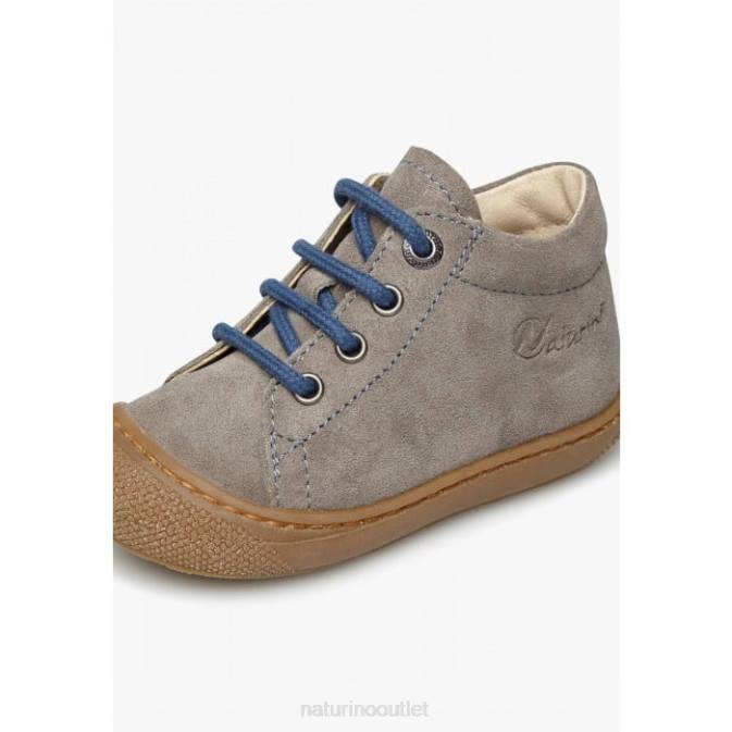 Kids Naturino Grey-Light Blue COCOON Suede First Steps Shoes J6T6192