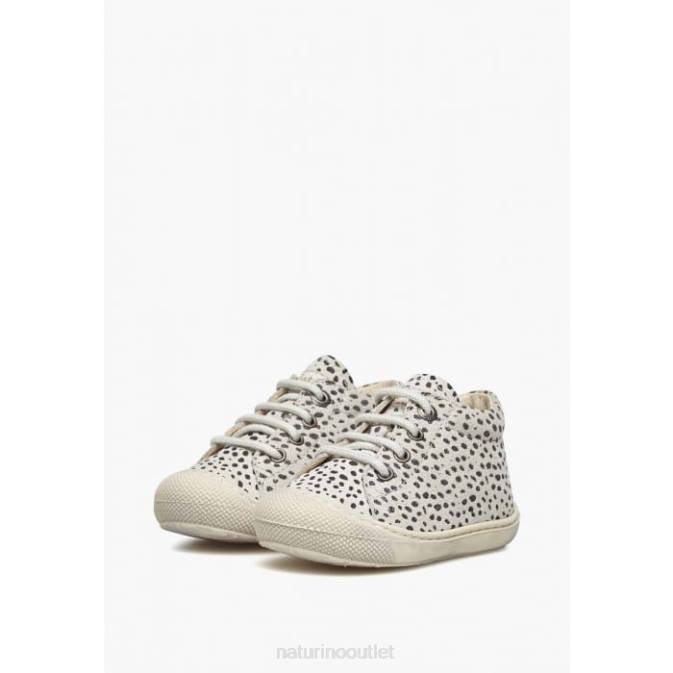 Kids Naturino Ice-Black COCOON Suede First Steps Shoes with Pony Print J6T6128