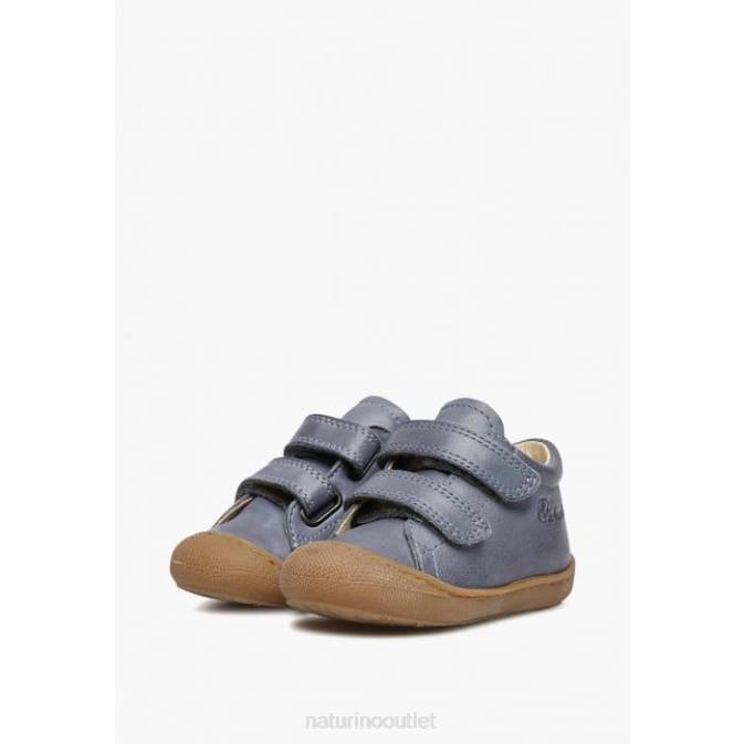 Kids Naturino Light Blue COCOON VL First Steps Shoes In Nappa Leather J6T6197