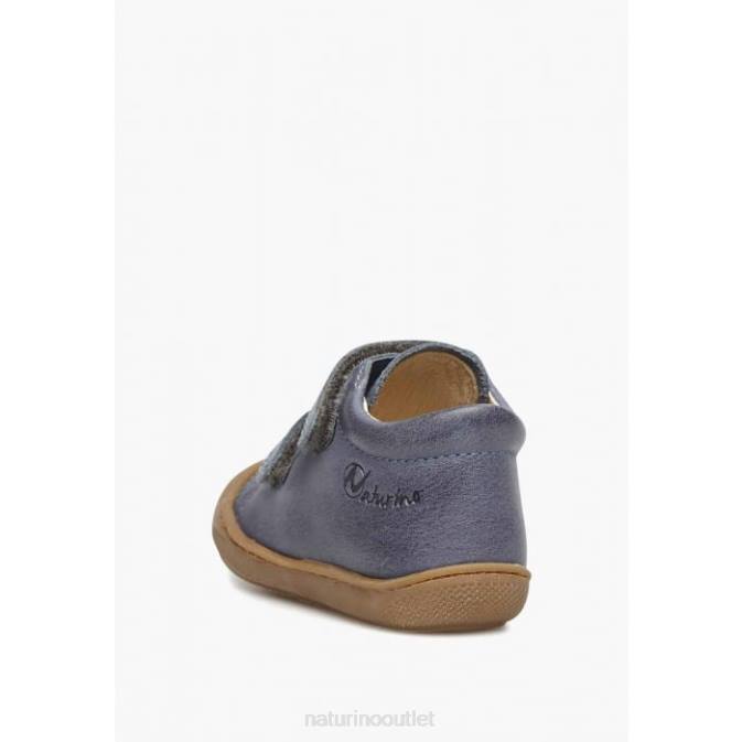 Kids Naturino Light Blue COCOON VL First Steps Shoes In Nappa Leather J6T6197