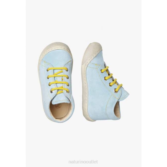 Kids Naturino Light Blue-Yellow COCOON Suede First Steps Shoes J6T6182