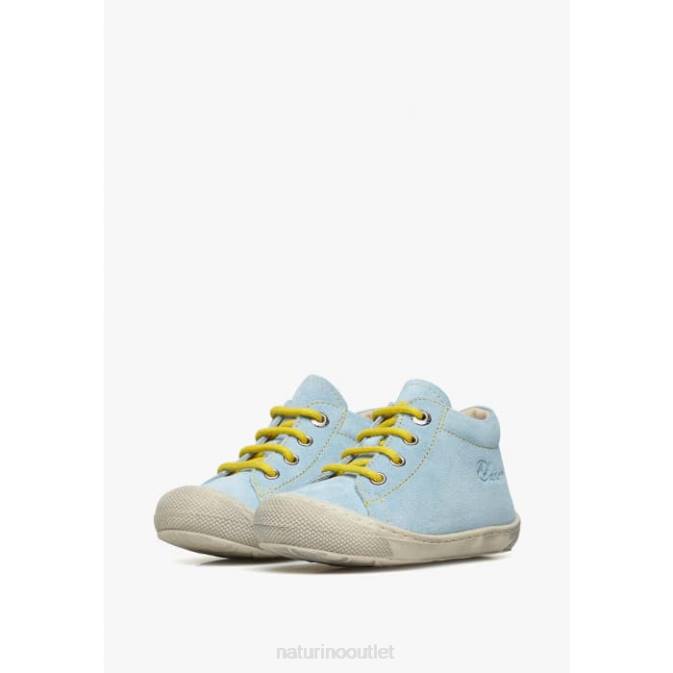 Kids Naturino Light Blue-Yellow COCOON Suede First Steps Shoes J6T6182