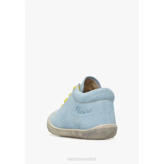 Kids Naturino Light Blue-Yellow COCOON Suede First Steps Shoes J6T6182