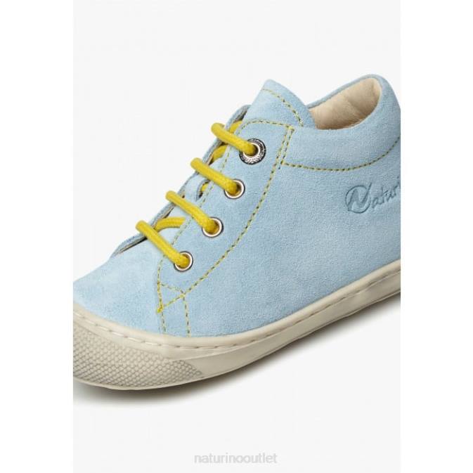 Kids Naturino Light Blue-Yellow COCOON Suede First Steps Shoes J6T6182