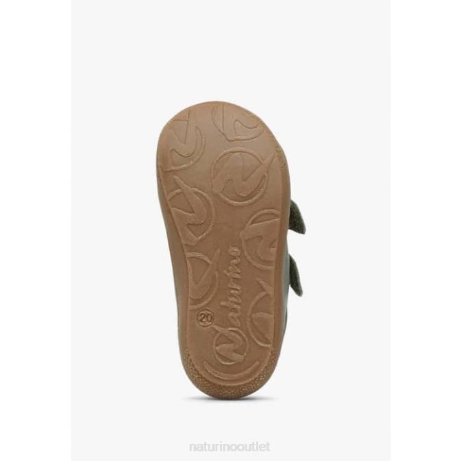 Kids Naturino Light Green COCOON VL First Steps Shoes In Nappa Leather J6T6151