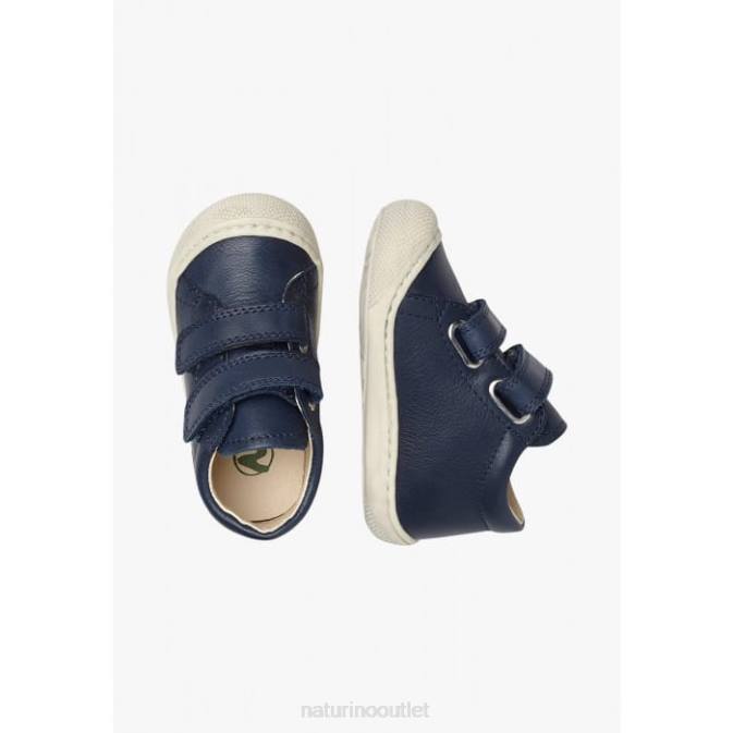 Kids Naturino Navy COCOON First Steps Shoes In Nappa Leather J6T6127