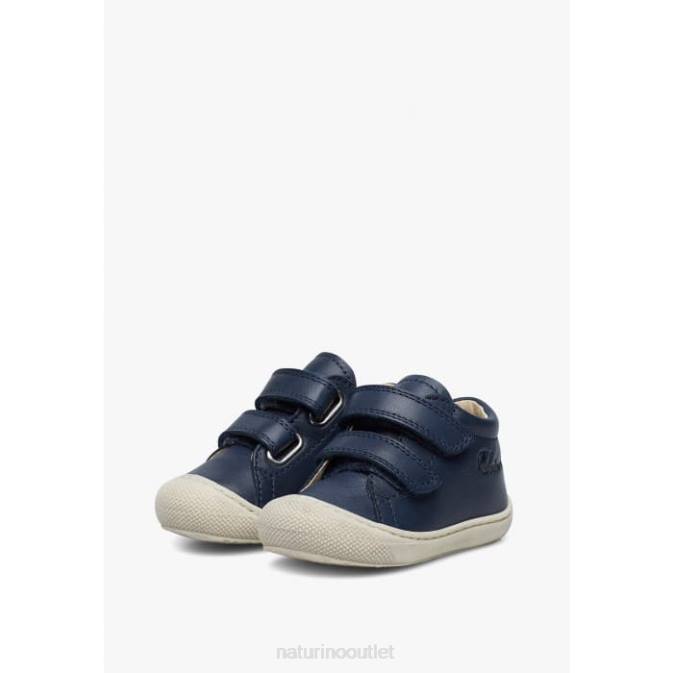 Kids Naturino Navy COCOON First Steps Shoes In Nappa Leather J6T6127