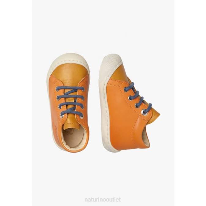 Kids Naturino Orange COCOON First Steps Shoes In Nappa Leather J6T6144