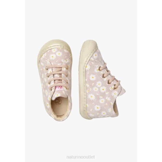 Kids Naturino Pink COCOON Suede First Steps Shoes with Daisy Print J6T6139
