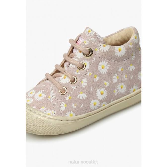 Kids Naturino Pink COCOON Suede First Steps Shoes with Daisy Print J6T6139