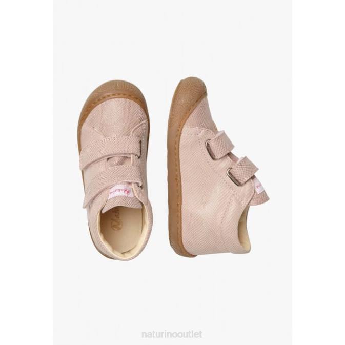Kids Naturino Pink COCOON VL Reptile Print Leather First Step Booties J6T6214