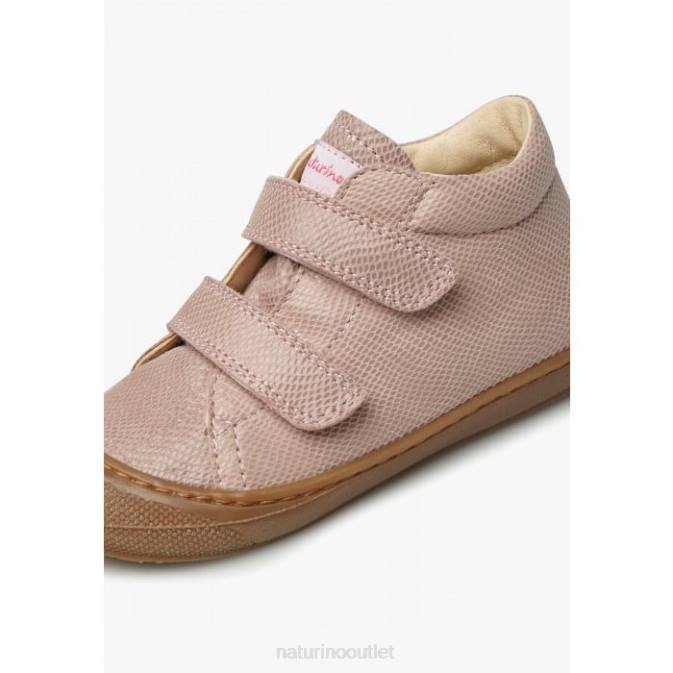 Kids Naturino Pink COCOON VL Reptile Print Leather First Step Booties J6T6214