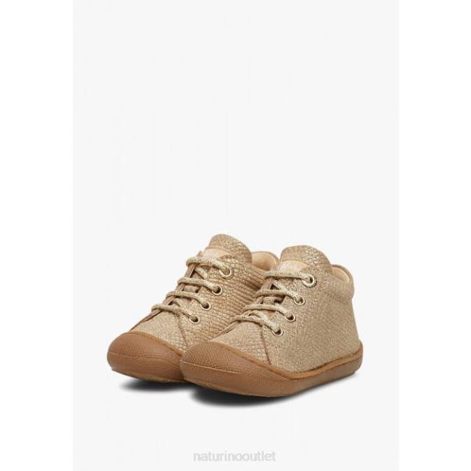 Kids Naturino Platinum COCOON Laminated Suede First Step Shoes J6T6225