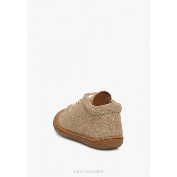 Kids Naturino Platinum COCOON Laminated Suede First Step Shoes J6T6225