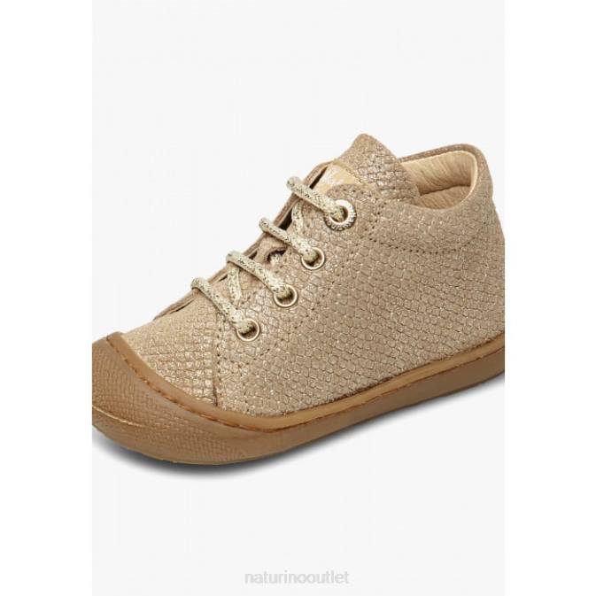 Kids Naturino Platinum COCOON Laminated Suede First Step Shoes J6T6225