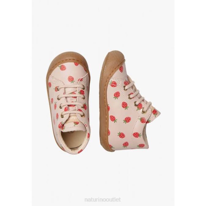 Kids Naturino Powder Pink COCOON First Steps Shoes In Printed Nappa Leather J6T660