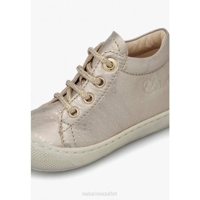 Kids Naturino Powder Pink COCOON Metallic Leather First Step Booties J6T6191