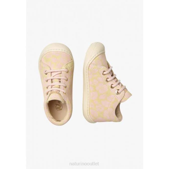 Kids Naturino Powder Pink-Gold COCOON Suede First Steps Shoes J6T679