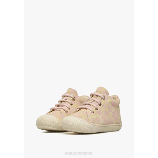 Kids Naturino Powder Pink-Gold COCOON Suede First Steps Shoes J6T679