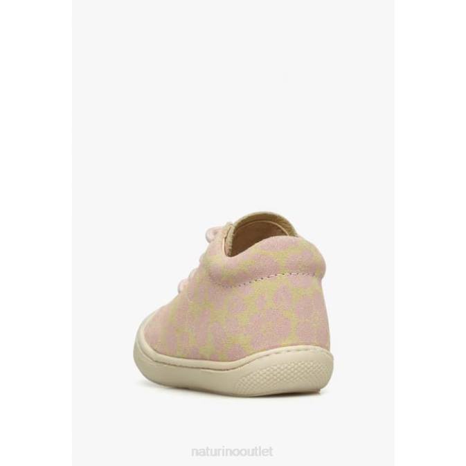 Kids Naturino Powder Pink-Gold COCOON Suede First Steps Shoes J6T679