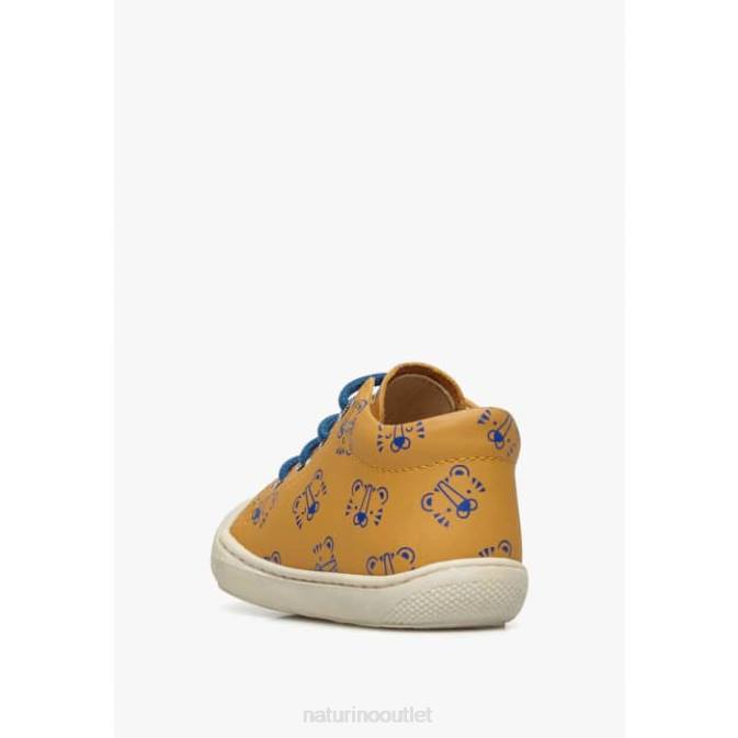 Kids Naturino Pumpkin COCOON Leather Toddler Shoes with Tiger Print J6T699