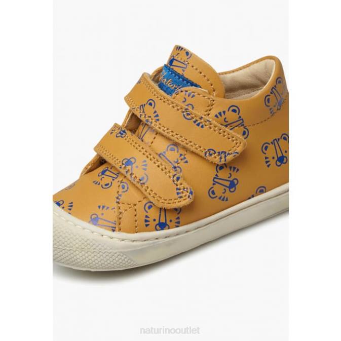 Kids Naturino Pumpkin COCOON VL Leather Toddler Shoes with Tiger Print J6T6108