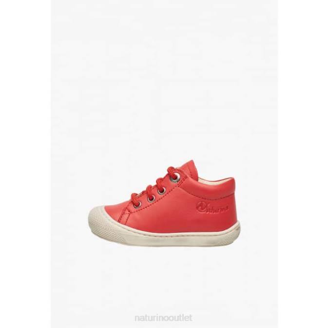 Kids Naturino Red COCOON First Steps Shoes In Nappa Leather J6T6114