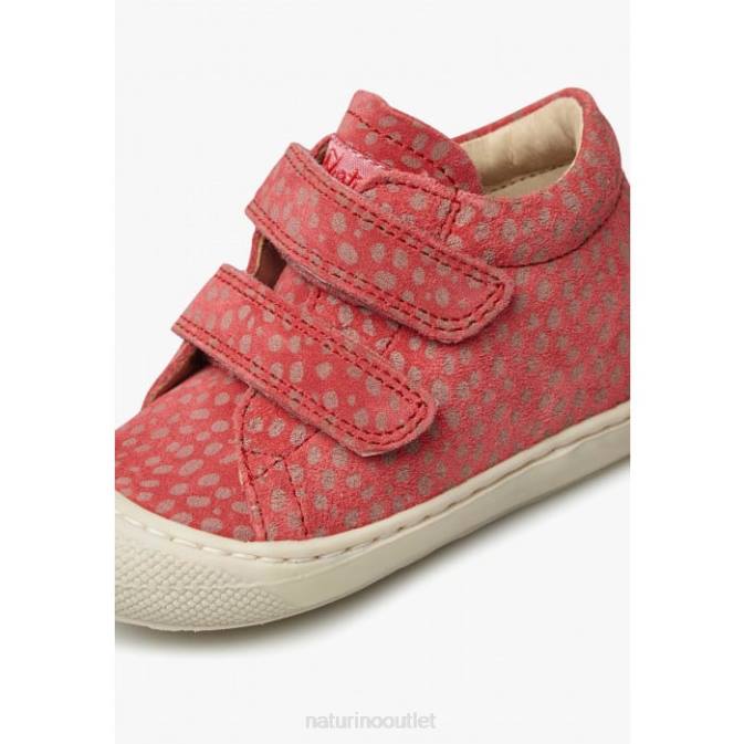 Kids Naturino Red COCOON VL Suede First Steps Shoes with Pony Print J6T664
