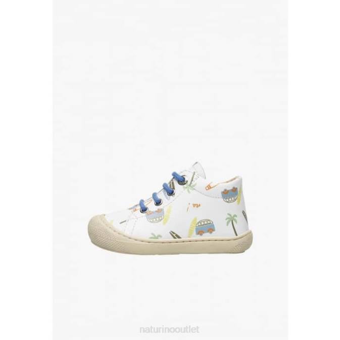 Kids Naturino White-Blue COCOON Leather First Steps Shoes J6T6143