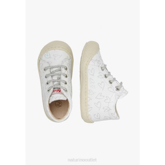 Kids Naturino White COCOON Leather First Steps Shoes J6T670