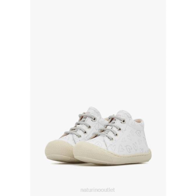 Kids Naturino White COCOON Leather First Steps Shoes J6T670