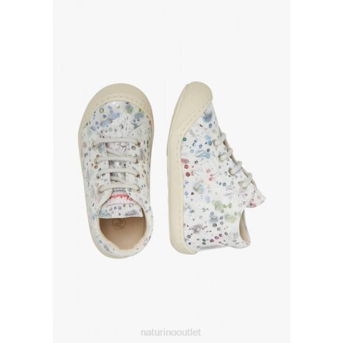 Kids Naturino White COCOON Printed Suede First Step Shoes J6T655