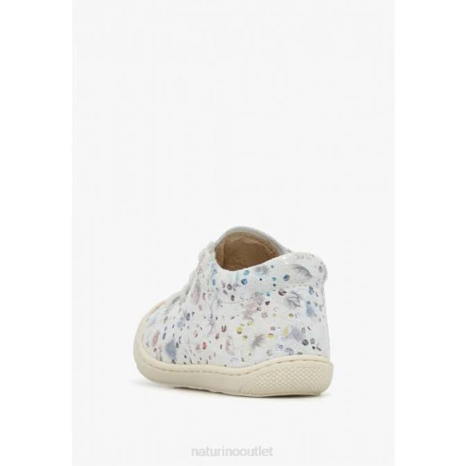 Kids Naturino White COCOON Printed Suede First Step Shoes J6T655