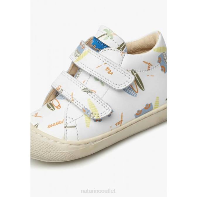 Kids Naturino White COCOON VL Leather First Steps Shoes J6T6148